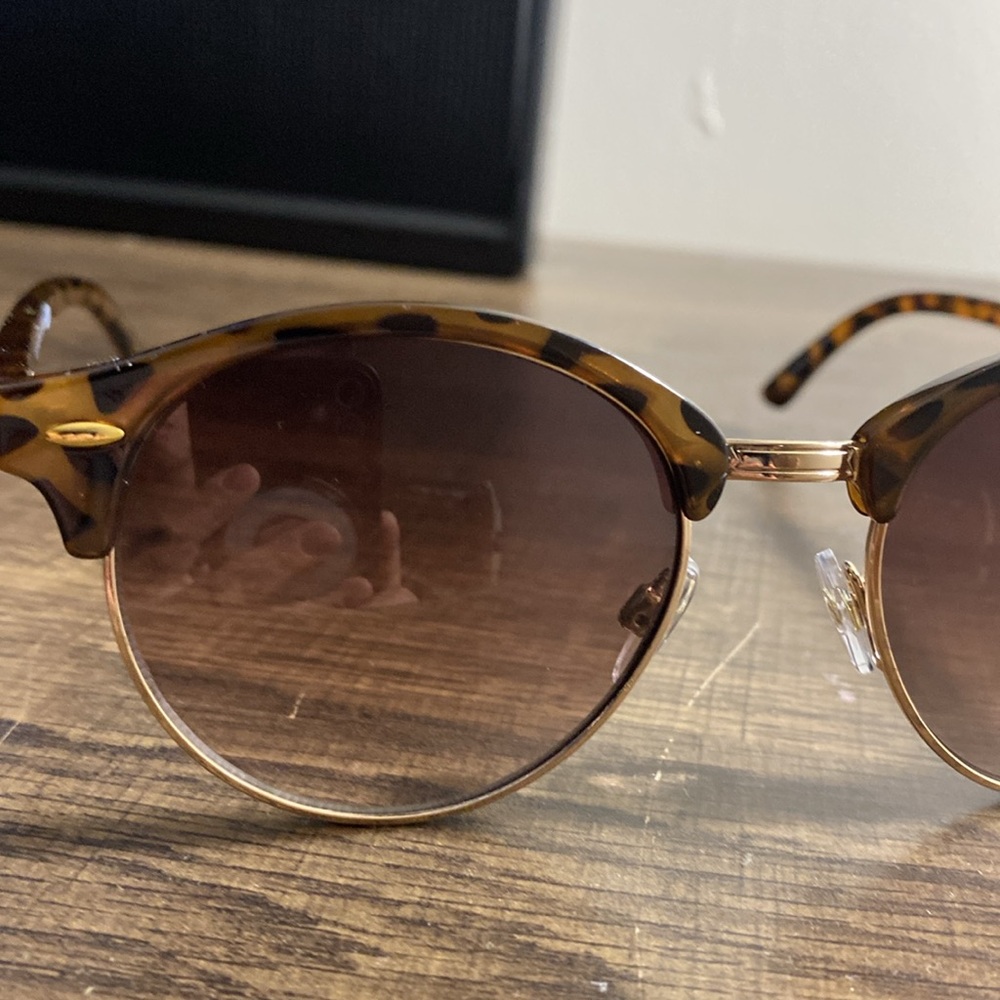 Tortoise Shell Half-Rim Sunglasses - image 5